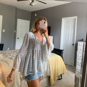 White babydoll top with blue details